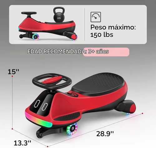 Vista 6 de Umatoll Coche eléctrico de 12 V para niños, regalos de cumpleaños, juguete Negro y rojo