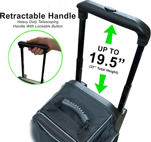 Vista 4 de Pyramid Path Premium Deluxe - Bolsa de bolos de doble rodillo de 2 bolas con gran compartimento separado para zapatos