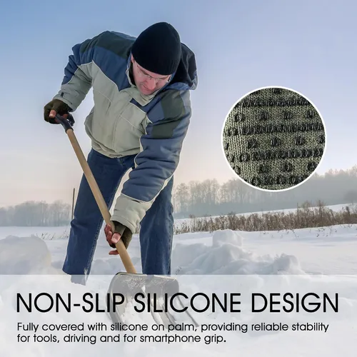 Vista 4 de COOLJOB 2 pares de guantes de punto cálido sin dedos para hombres y mujeres, guantes elásticos de invierno con agarre de silicona antideslizante