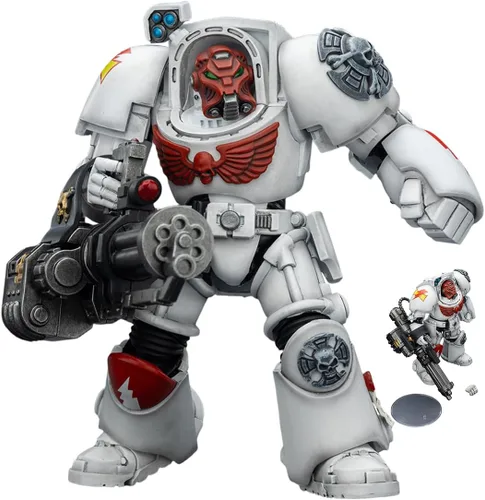 Vista 18 de JOYTOY Black Templars Warhammer 40k 1/18 Figura de acción Black Templars Terminator 1 con espada de poder y bolter de tormenta, regalos
