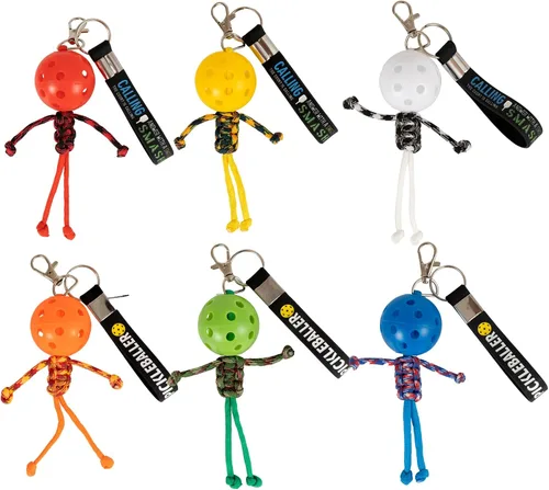 Vista 7 de 6 llaveros hechos a mano, regalos inspiradores para amantes del pickleball, mujeres y hombres, bonito diseño único en 6