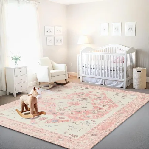 Vista 161 de Istana Alfombra larga antideslizante de 2.5 x 8 para el hogar, para pasillo y cocina, lavable, sedosa y suave al tacto, elegante, color azul y marfil