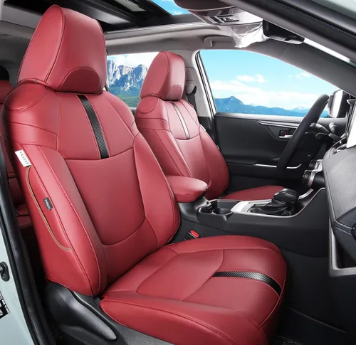 Vista 10 de Fundas de asiento RAV4 de ajuste personalizado, piel sintética impermeable para Toyota RAV4 2013-2018 (beige)