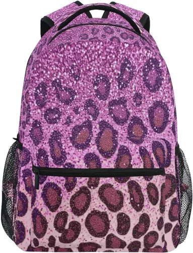 Vista 14 de Kcldeci Mochila escolar para niños pequeños, diseño de leopardo, leopardo, arcoíris, para niños, niñas, mochila escolar para libros de primaria A01