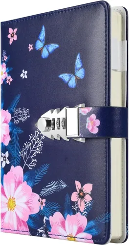 Vista 7 de ARRLSDB Diario creativo de contraseñas A5 con cerradura, diario de piel sintética con cerradura de combinación, cuaderno de contraseñas, diario