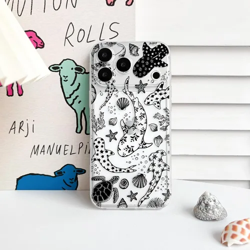 Vista 6 de NITITOP Funda para iPhone 17 Pro Max Clear Sea Animal - Tortuga Negra negro (Black Turtle)