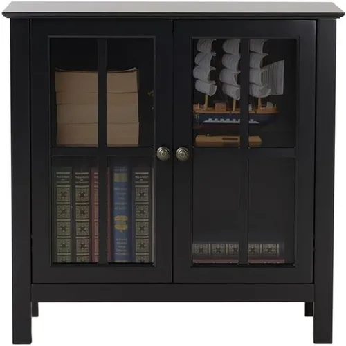 Vista 3 de American Furniture Classics 22601 Armario de puerta de cristal, pintado negro