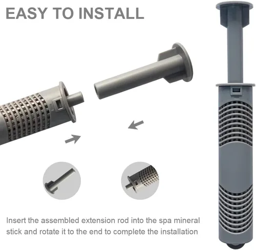 Vista 6 de Cartucho de iones de plata para bañera de hidromasaje, palos minerales de spa con 4 meses de vida útil universal para bañera de hidromasaje Gris