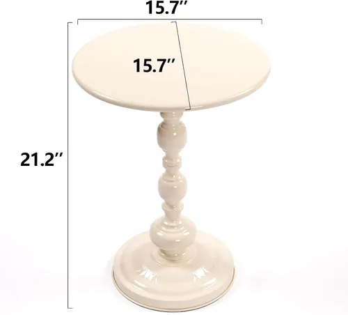 Vista 2 de Mesa auxiliar redonda para espacios pequeños, mesa de bebida de Martini alta con base de pedestal de metal con base de pedestal pesada para sala