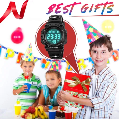 Vista 7 de ATIMO Reloj deportivo digital impermeable LED 50M para niños - Regalos para niños