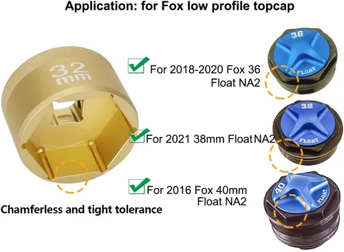 Vista 3 de Zócalo plano de 1.260 in 1.260 in Chaflán Socket 1.260 in Socket plano para Fox 36 38 40 Tapa superior de la horquilla