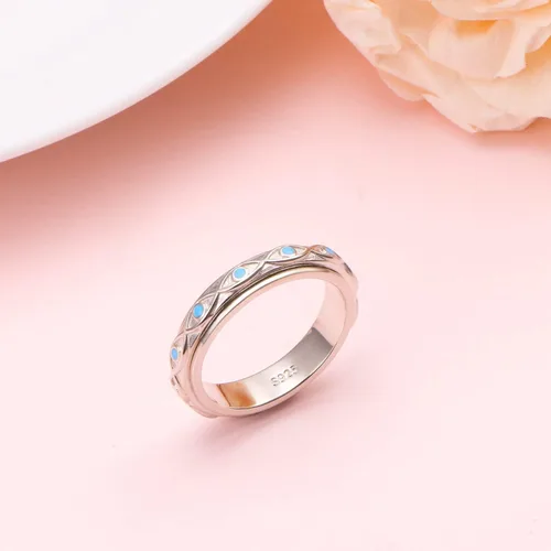 Vista 3 de Fidget Spinner Ring 925 Sterling Silver Anxiety Relief Ring Anti Anxiety Boredom ADHD Stress Relieving Ring for Women Men