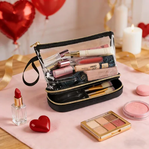 Vista 2 de Ethereal Bolsa de maquillaje de viaje, bolsa de cosméticos transparente, organizador de maquillaje, bolsa de aseo aprobada por la TSA, bolsa