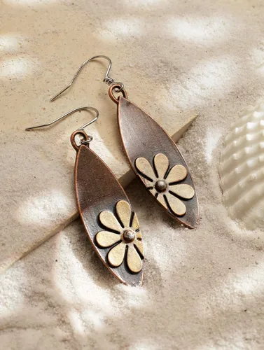 Vista 2 de MINACHI Aretes colgantes estilo hippie, estilo bohemio, vintage, regalo de joyería de verano para mujer, Zinc, No es una piedra preciosa
