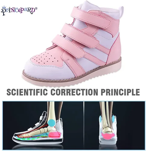 Vista 3 de princepard Zapatos ortopédicos para niños y niños, zapatos correctores de espalda alta con soporte de tobillo y arco para niños y niñas