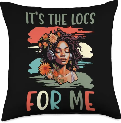 Vista 4 de Locs Afro Dreadlocks Love Natural Beauty Hair It's the Locs for Me Afro Hair Black American African Girl Throw Pillow, 16x16, Multicolor