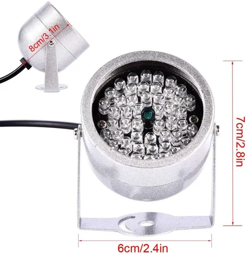Vista 7 de ASHATA Luz infrarroja infrarroja IR de visión nocturna de 48 LED para cámara de seguridad CCTV y cámara IP, gran angular de 60°, a prueba de agua