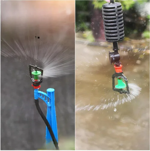 Vista 6 de Emisores de riego por goteo, 10 rociadores ajustables de 360 grados con boquilla de nebulización de microplantas de una sola púa para invernadero