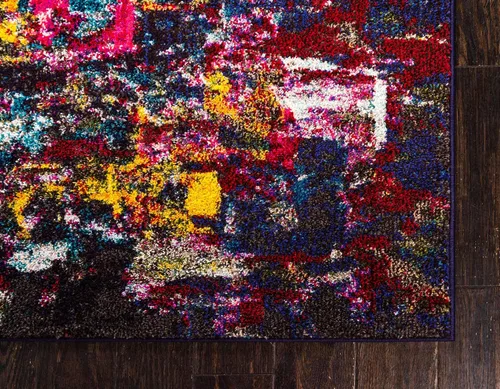 Vista 8 de Unique Loom - Colección Estrella, colores oscuros, tapete abstracto moderno y desgastado (3' 3 x 5' 3 rectangular, multi/azul marino)