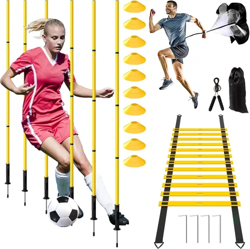 Vista 10 de Juego de 24 piezas de equipo de entrenamiento de agilidad de fútbol, bastones de agilidad, escalera, más para un montaje rápido y fácil