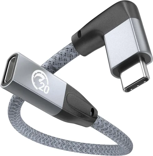 Vista 13 de UseBean Cable de extensión USB C en ángulo recto de 0.6 pies, 90 grados USB-C 3.2 Gen 2 20Gbps macho a hembra tipo C 4K cable extensor de video