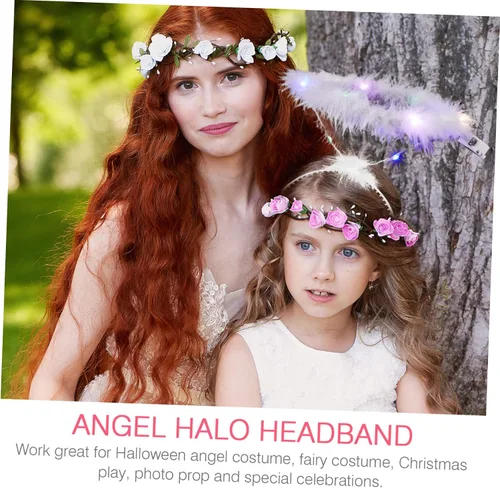 Vista 6 de 2Pcs angel headband white headband costume christmas headband fairy hair band adult Costume Headbands