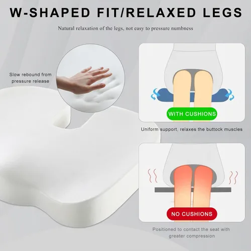 Vista 3 de Cojín para Asiento de Coche, Cojín de Espuma Viscoelástica para Alivio del Dolor de Coxis y Ciática, Cojín de Asiento Ergonómico Cómodo para Silla