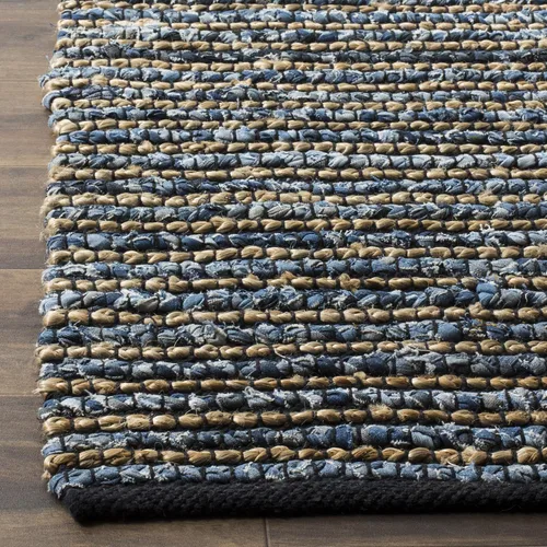 Vista 6 de SAFAVIEH Cape Cod Collection - Alfombra de área de 10 x 14 pies, azul, hecha a mano de algodón trenzado y yute, ideal para zonas de alto tráfico