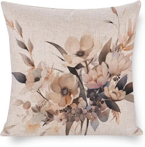 Vista 11 de Fundas de cojín cuadradas para exteriores, primavera, verano, margaritas, hojas florales, acuarela, Janne Kahila, floral, estilo gris claro