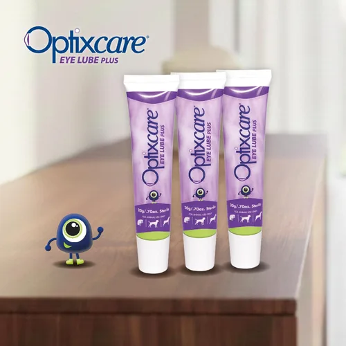 Vista 6 de OptixCare Eye Lube Plus + Hyaluron 20g para perros, gatos y caballos, paquete de 3