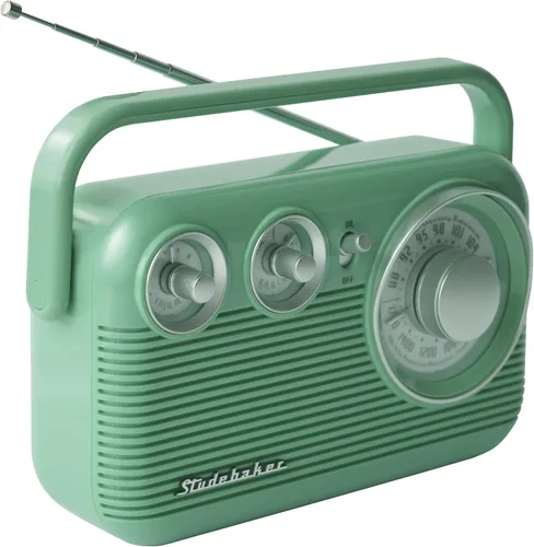 Vista 6 de Studebaker Radio AM/FM portátil retro SB2003 (verde azulado)