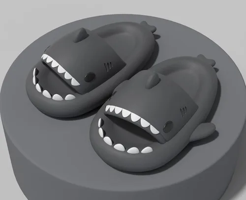 Vista 2 de rosyclo Pantuflas de tiburón en forma de nube, bonitas sandalias de tiburón para mujeres y hombres, sandalias de verano para niños y niñas, zapatos