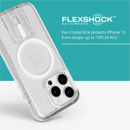 Vista 4 de Tech21 Evo Crystal Kick - Funda para iPhone 15 Pro, compatible con MagSafe, funda de protección contra impactos, color blanco