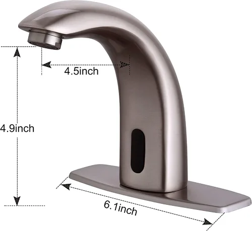 Vista 5 de Fryeer Llave para lavabo de baño, con sensor automático sin contacto, con placa de soporte., Plateado