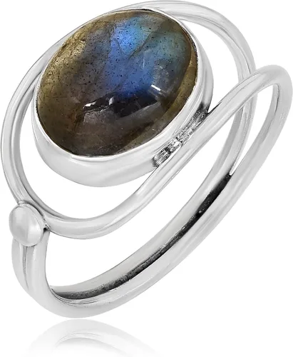Vista 9 de Anillo de plata de ley 925 para mujer, anillo de piedras preciosas naturales, anillo de aniversario de plata de ley, juego de bisel