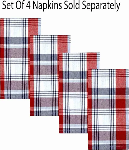 Vista 4 de Lintex Home Bargains Plus - Servilletas de tela patrióticas para celebración, juego de 4 Rojo Blanco y Azul, Algodón, Servilleta Americana Tela A