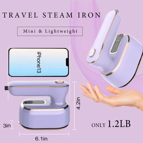 Vista 8 de Plancha de vapor de viaje Mini: tamaño de mano portátil de tela vaporera de ropa pequeña de mano plancha de vapor eléctrica para camisas de vestir