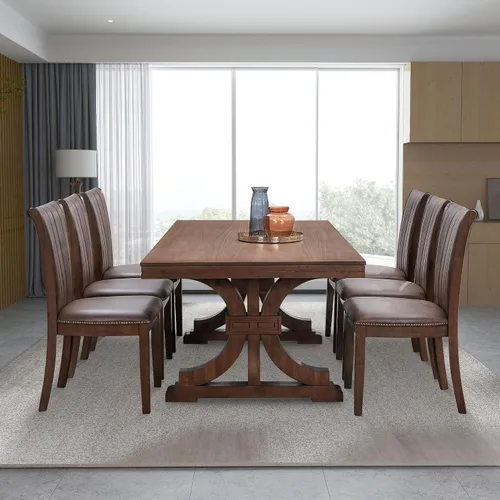 Vista 9 de Dining Chairs Set of 2, Modern Fabric Upholstered Kitchen Side Chairs with Open Back, Mid Century Farmhouse Wooden Chairs for Dining Room Table &