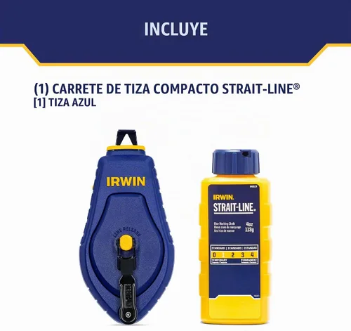 Vista 2 de IRWIN Tools STRAIT-LINE - Carrete de tiza compacto, con tiza azul, 30 pies (IWHT48440BC)