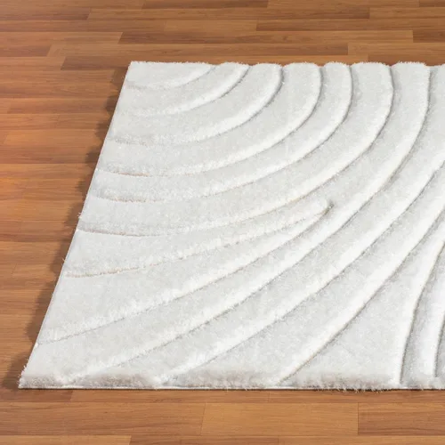 Vista 8 de LUXE WEAVERS - Alfombra moderna geométrica de pelo largo, color crema, 5 x 7