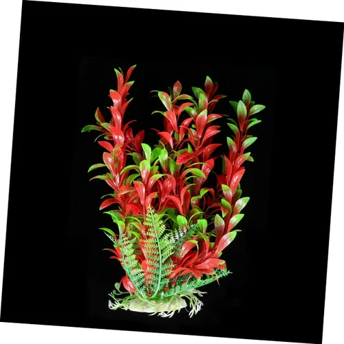 Vista 5 de balacoo Adornos en miniatura Redhood Plantas de acuario de plástico Peces Decoración de acuario Acuario Hierba Plantas Adornos de pecera roja