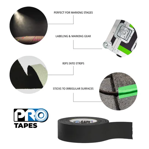 Vista 6 de ProTapes Pro Gaff - Cinta adhesiva plástica mate con adhesivo de goma, 11 mil de grosor, 55 yardas de longitud