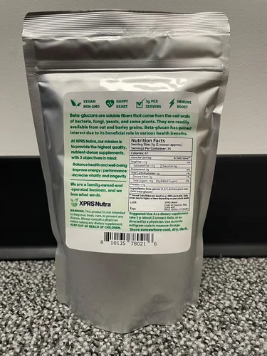 Vista 2 de XPRS Nutra Polvo de beta glucano – Suplementos de beta glucano de avena pura sin sabor – Sin OMG, apto para veganos 1 3 beta glucano – Beta glucano
