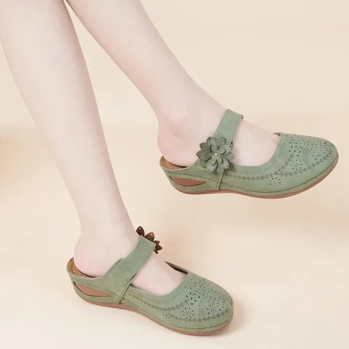 Vista 5 de Alicegana Sandalias elegantes de verano para mujer, con puntera cerrada, estilo casual, sin cordones, con gancho ajustable