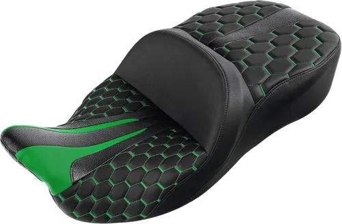 Vista 11 de C.C. RIDER Asiento de Cuero para Conductor y Pasajero - Asiento de Turismo de Gel Fat Diamond 2-Up Compatible con Harley Touring Road King Street