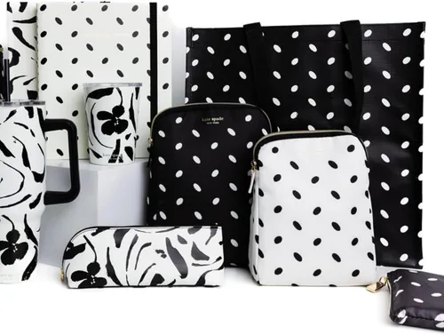 Vista 7 de Kate Spade New York Bolsa de compras reutilizable, bolsa de comestibles con correas para el hombro, bolsa plegable grande