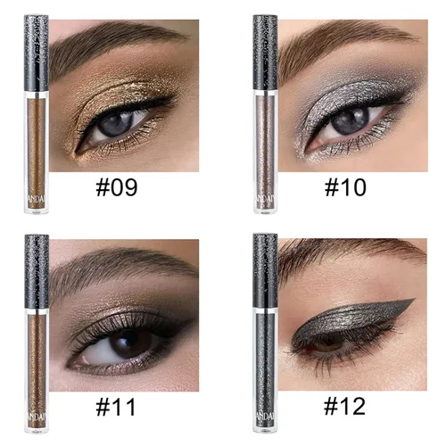 Vista 5 de Sombras de ojos con purpurina, sombras de ojos líquidas, metales de larga duración, plata brillante, dorado, sombras de ojos coloridas con purpurina
