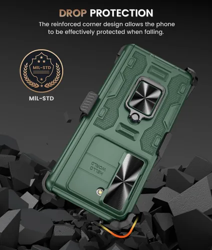 Vista 8 de Caka Funda para Galaxy Z Fold 5 (2023), [Clip resistente para cinturón] Funda con protector de pantalla integrado y soporte magnético y cubierta