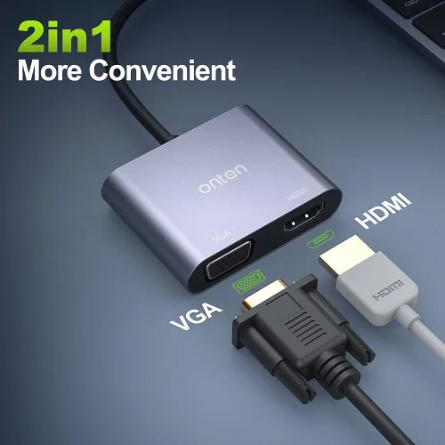 Vista 3 de ONTEN Adaptador USB C a HDMI VGA (2 en 1)