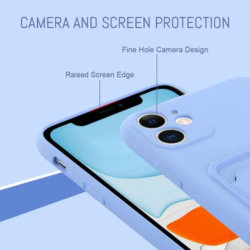 Vista 3 de MZELQ Compatible con iPhone 11 Funda TPU Soporte para Tarjetas Cubierta de Billetera, Protección de Cámara + Protector de Pantalla Funda Suave